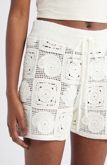 Catalina Crochet Stitch Drawstring Shorts