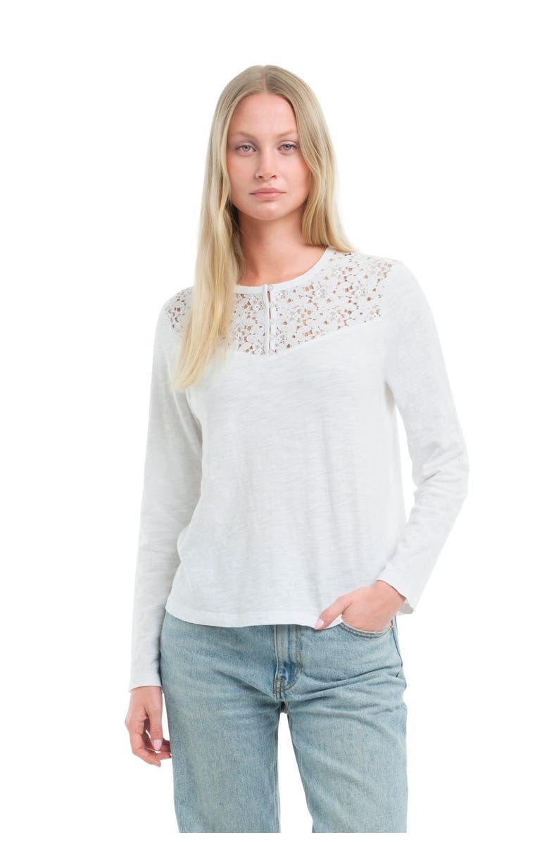 WILT Clothing Lace Yoke Henley Tee, Main, color, 