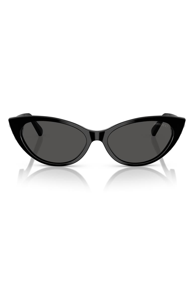 Jimmy Choo 55mm Cat Eye Sunglasses, Main, color, Black
