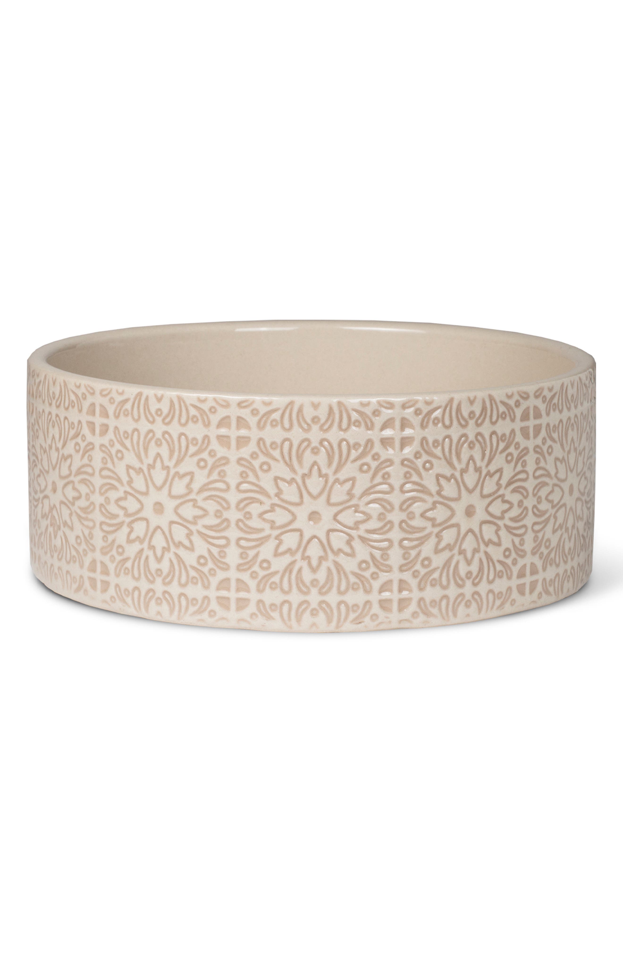 Fringe Studio Imprint Design Medium Pet Bowl in Beige 