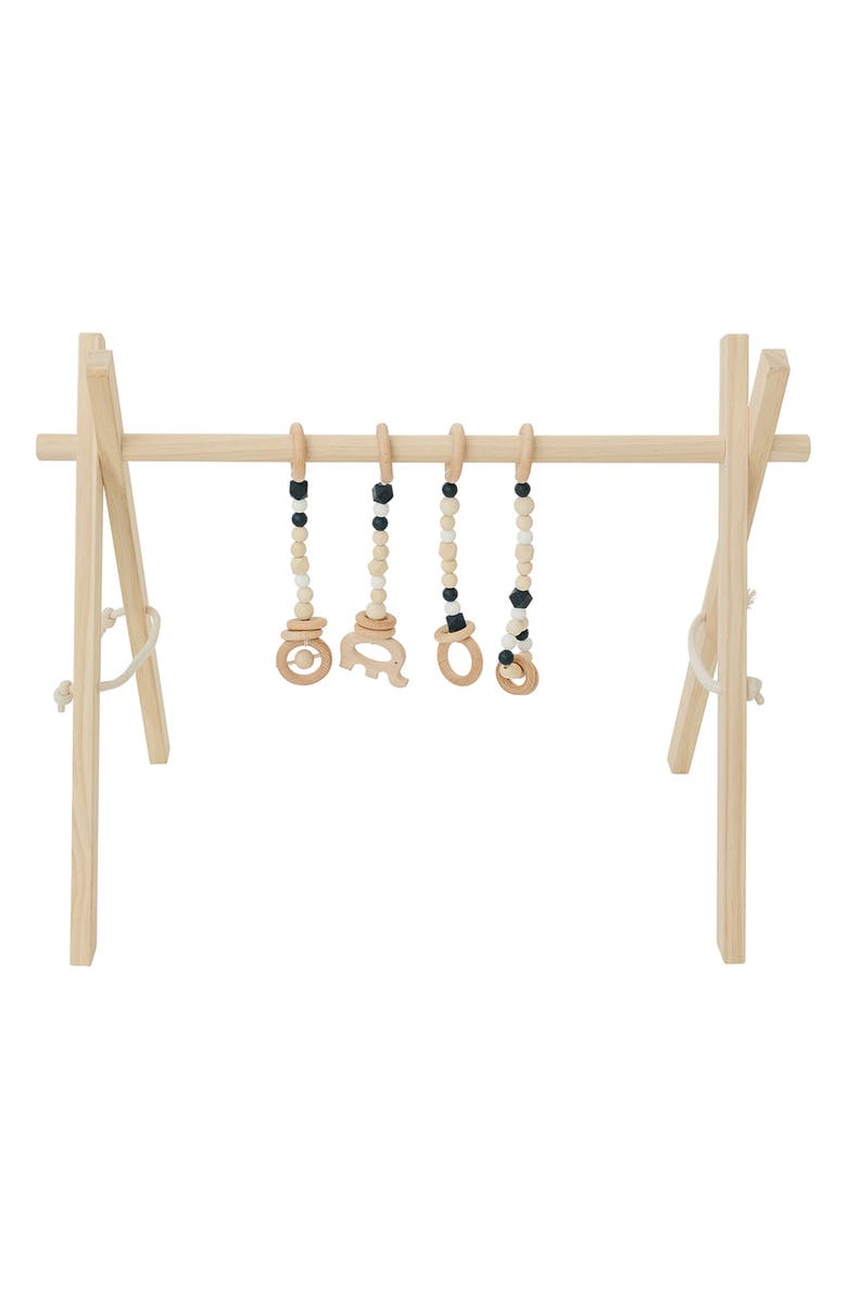 Poppyseed Play Wooden Baby Gym, Main, color, Black