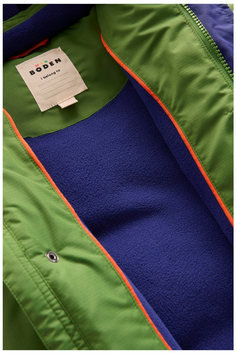 Kids' Fleece Lined Faux Fur Hooded Puffer Coat, Alternate, color, COLOR BLOCK GREEN