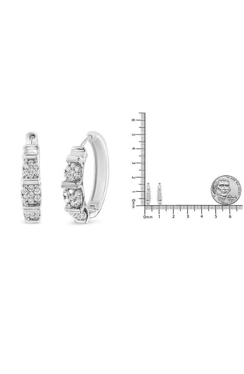 Haus of Brilliance Silver 1/2 Ct Lab Grown Round Diamond Floral Cluster Hoop Earrings, Alternate, color, White