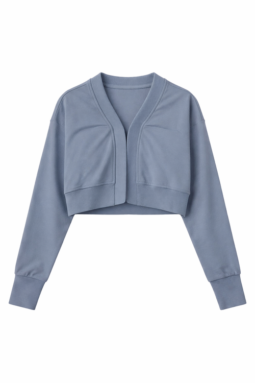 Noni Rib Knit V-neck Hook-and-eye Cardigan In Blue