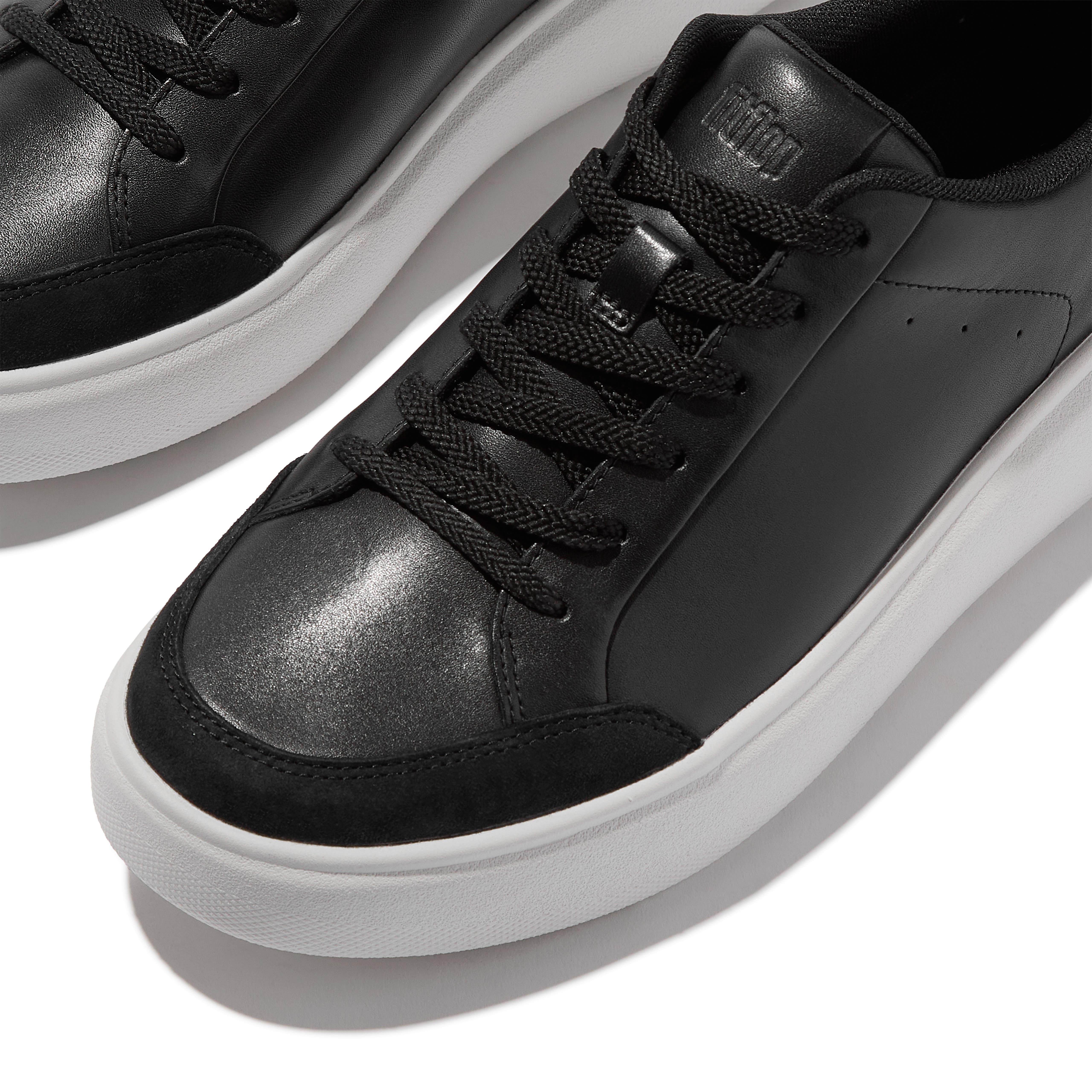 FitFlop RTG leather/suede sneakers, Alternate, color, Black