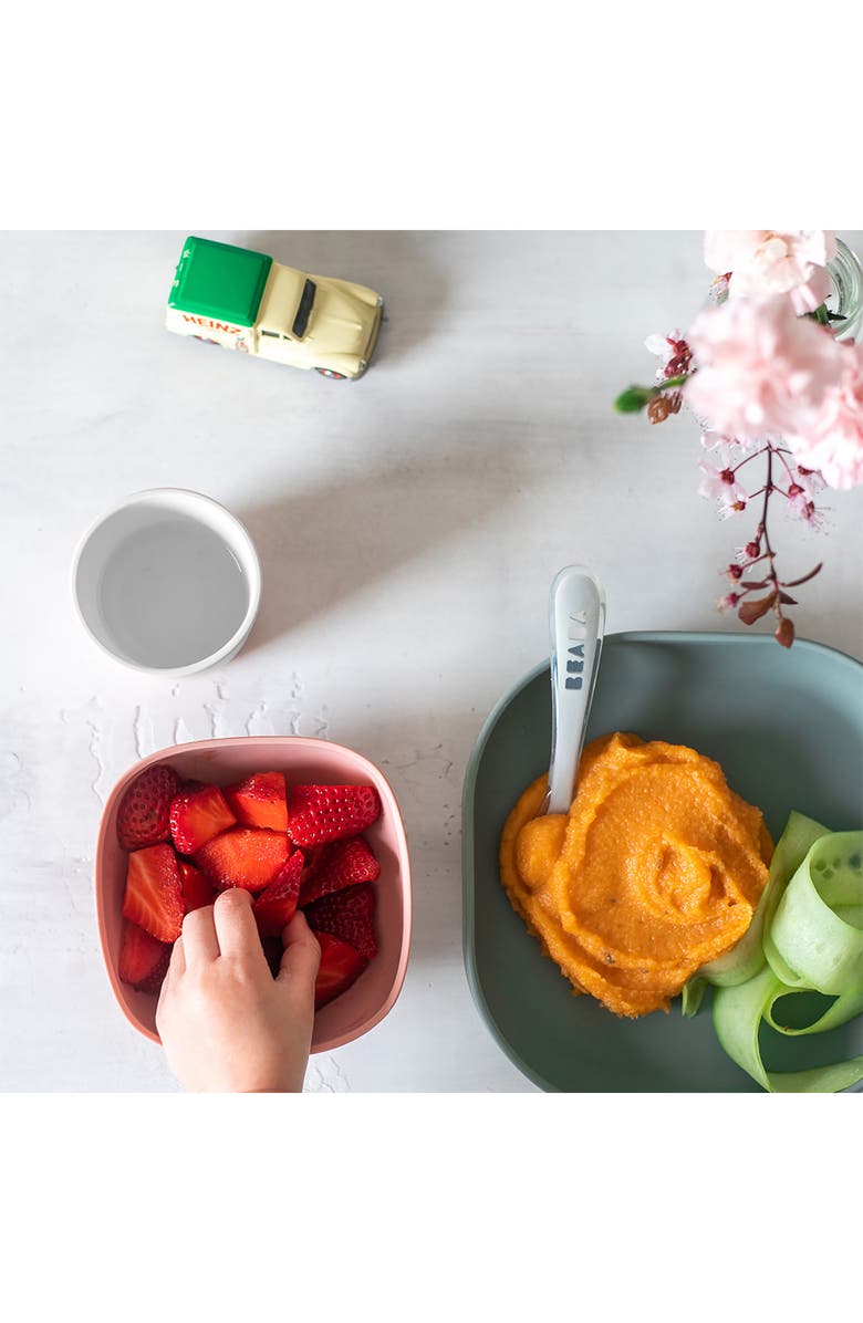 BEABA 4-Piece Silicone Suction Baby Feeding Set, Alternate, color, Eucalyptus