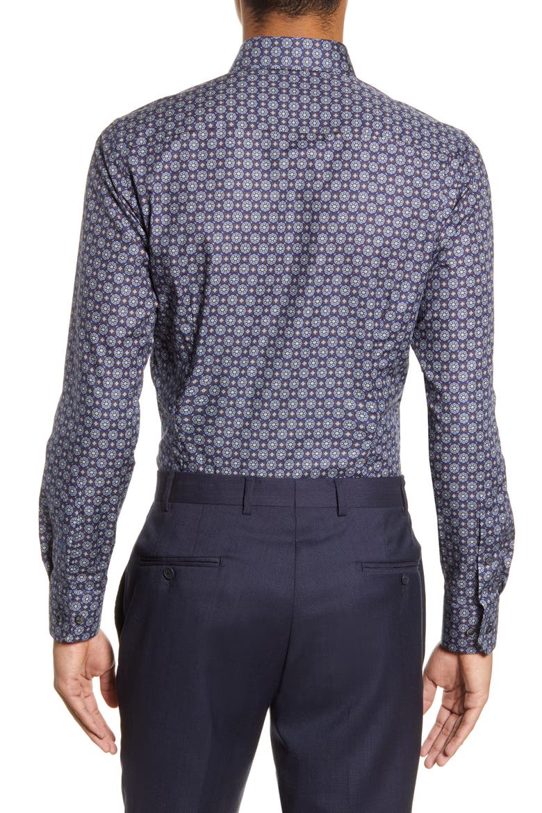 Slim Fit Medallion Dress Shirt, Alternate, color, BLUE