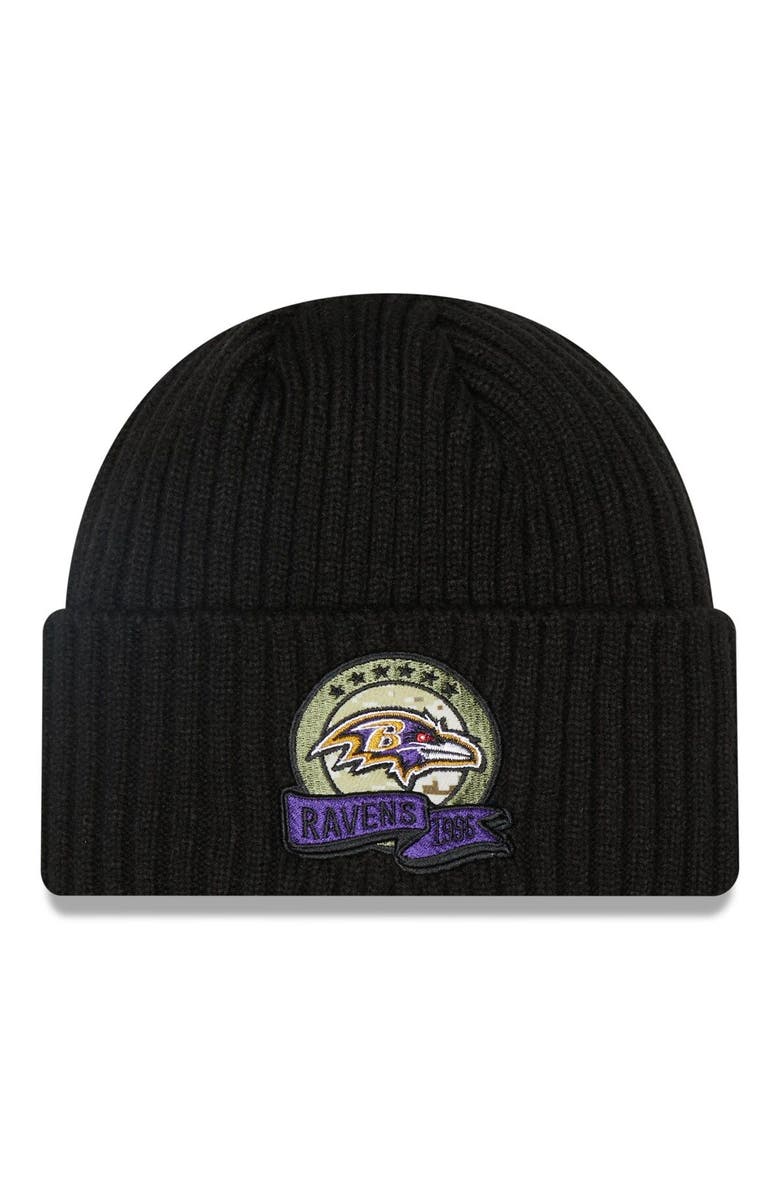 New Era Men's New Era Black Baltimore Ravens 2022 Salute To Service Knit Hat, Main, color, 