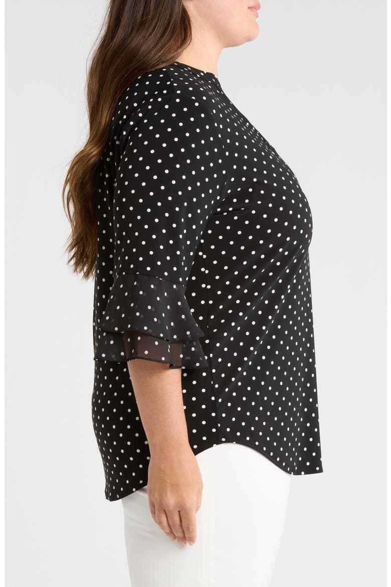 Flutter Sleeve Top, Alternate, color, BLACK/ VANILLA ICE