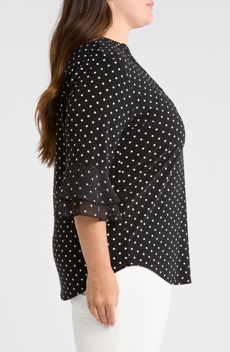 KASPER Flutter Sleeve Top, Alternate, color, Black/ Vanilla Ice