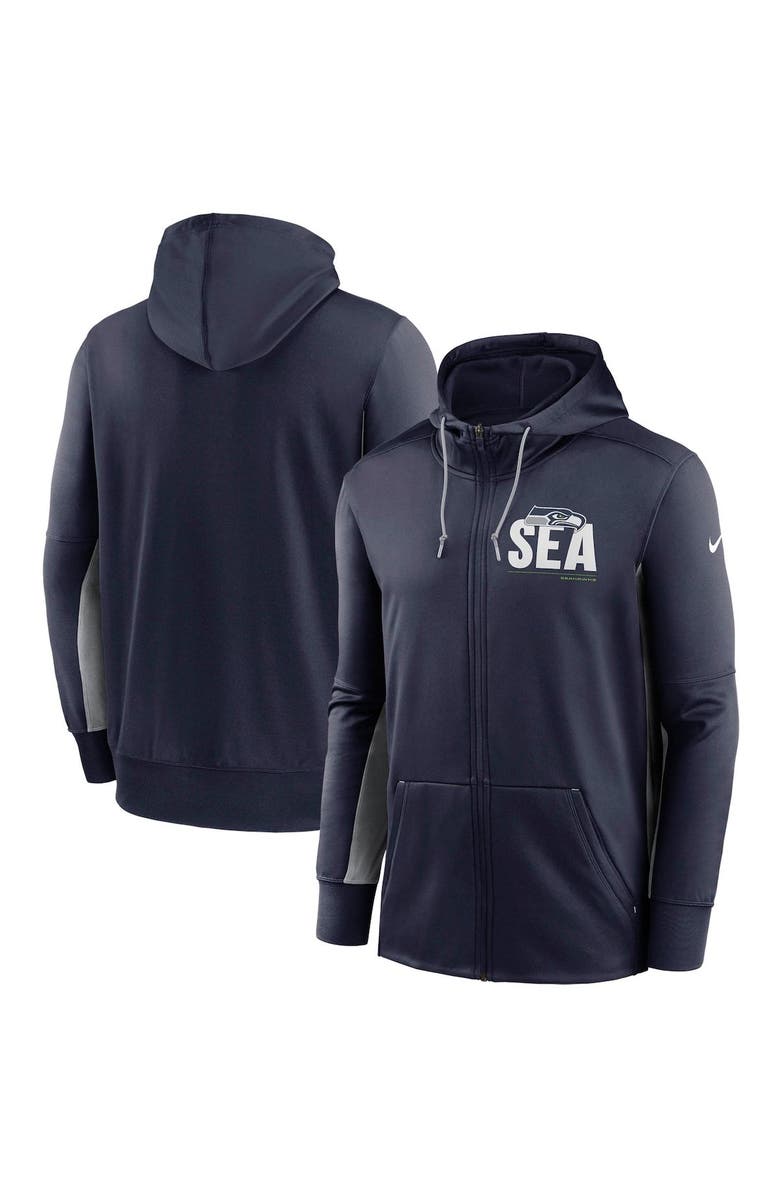 Nike Men's Nike College Navy/Gray Seattle Seahawks Mascot Performance Full-Zip Hoodie, Alternate, color,