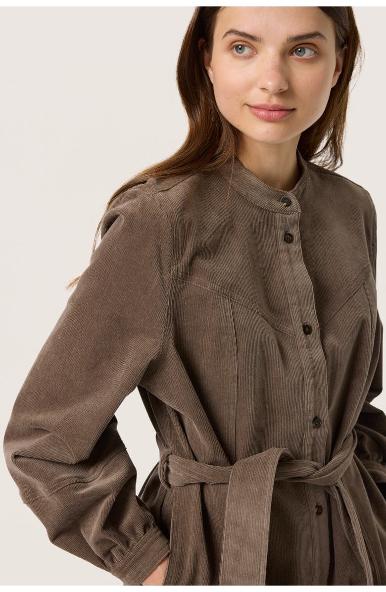 Soaked in Luxury Slhelle Corduroy Knee Length Shirt Dress, Alternate, color, Morel