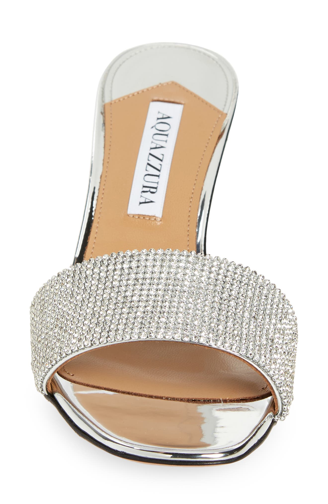 Aquazzura Wonderland Embellished Slide Sandal, Alternate, color, Silver