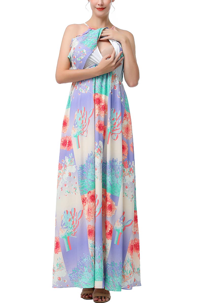 Kimi & Kai Pixie Maternity Nursing Maxi Dress, Alternate, color, Multicolored
