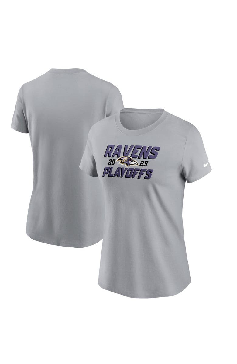 Nike Women's Nike Gray Baltimore Ravens 2023 NFL Playoffs Iconic T-Shirt, Main, color, 