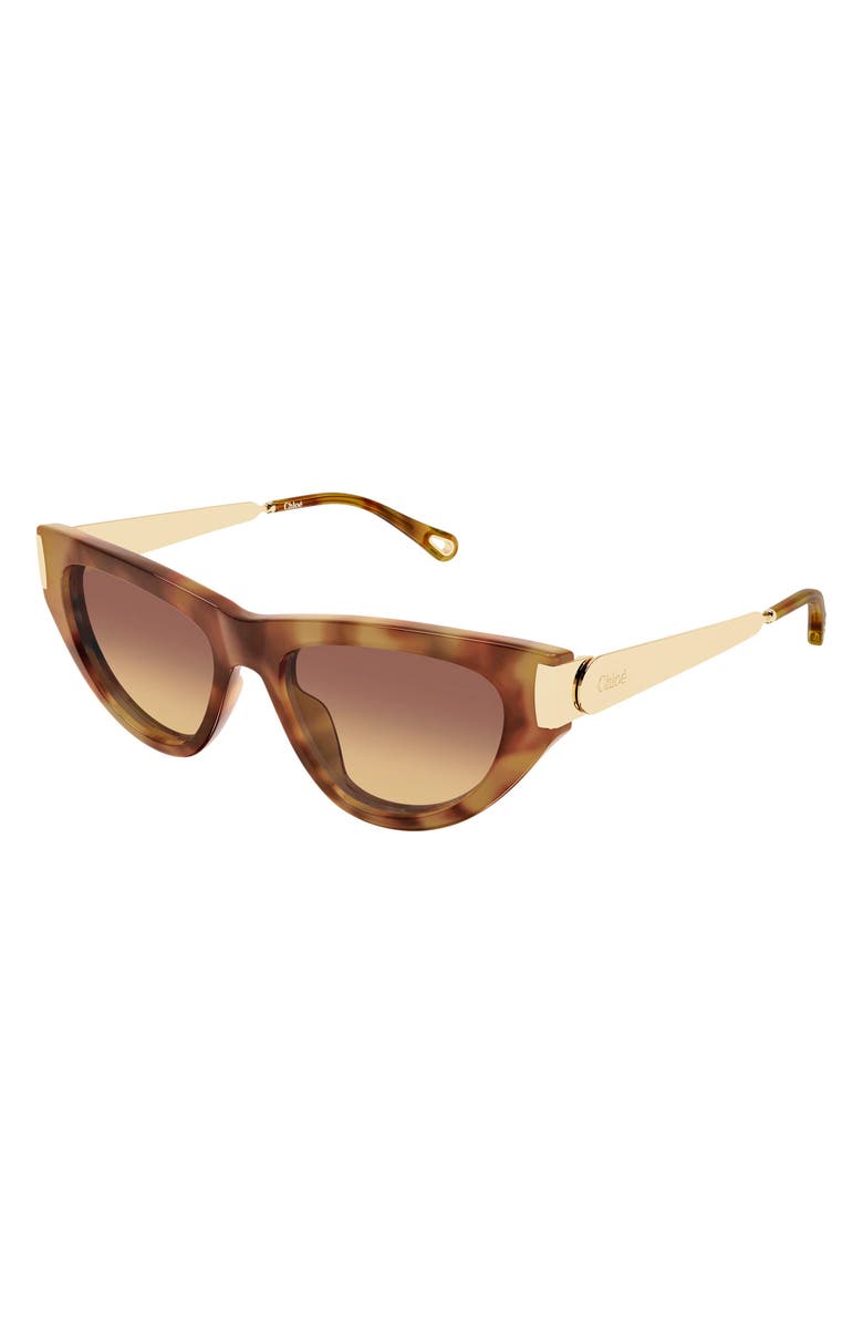 Chloé 54mm Cat Eye Sunglasses, Alternate, color, Shiny Havana Brown Honey
