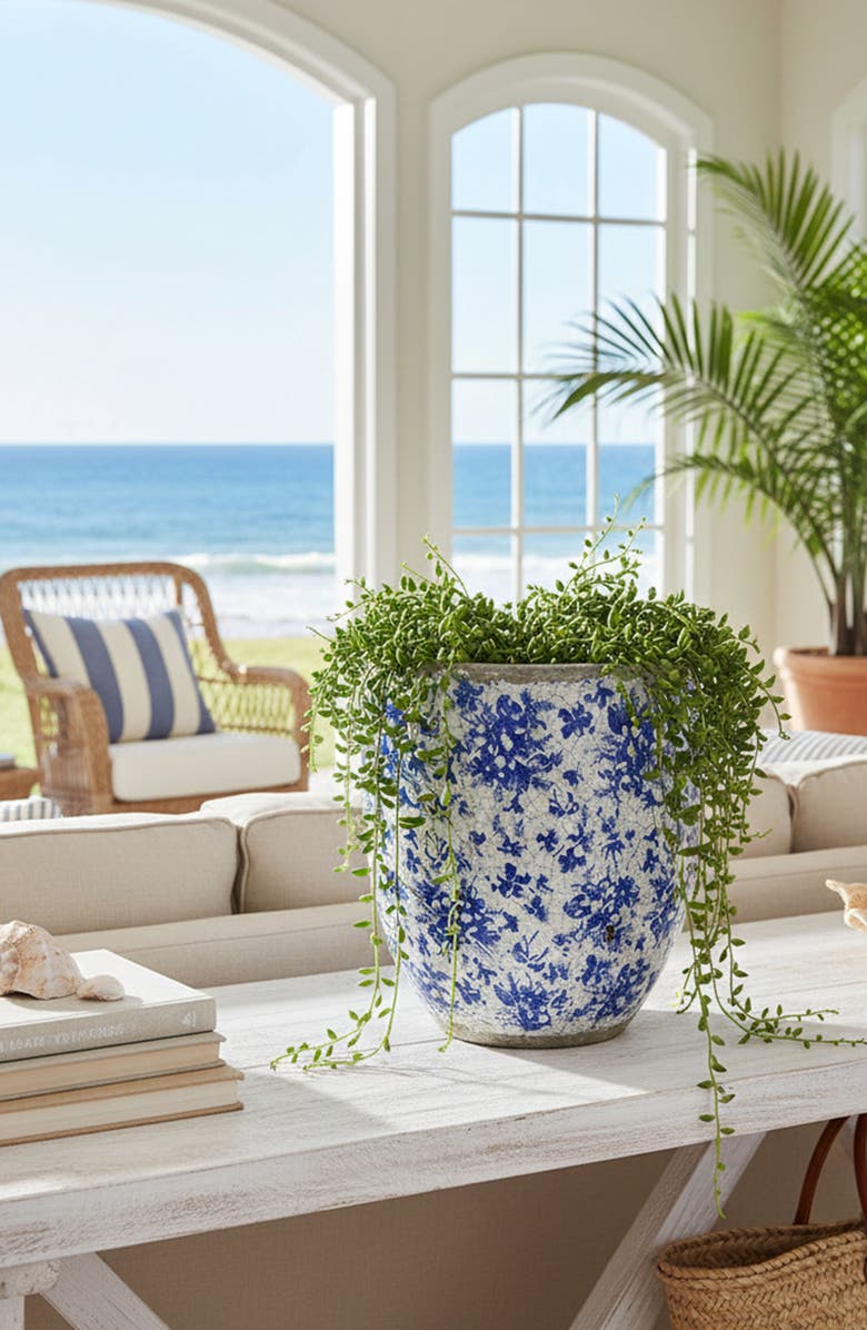 A & B Home Lilibeth Tall Planter, Alternate, color, Blue