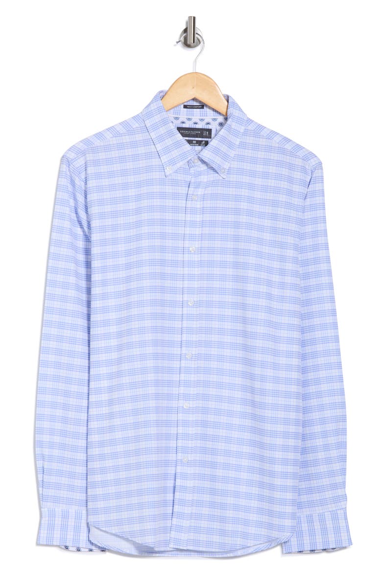 Gingham Tech Comfort Long Sleeve Button-Up Shirt, Alternate, color, WHITE