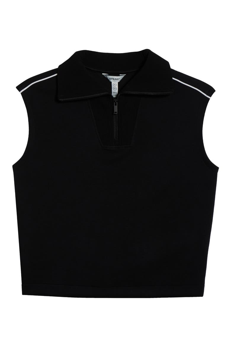 AirEssentials Piqué Sleeveless Half Zip Top, Alternate, color, VERY BLACK