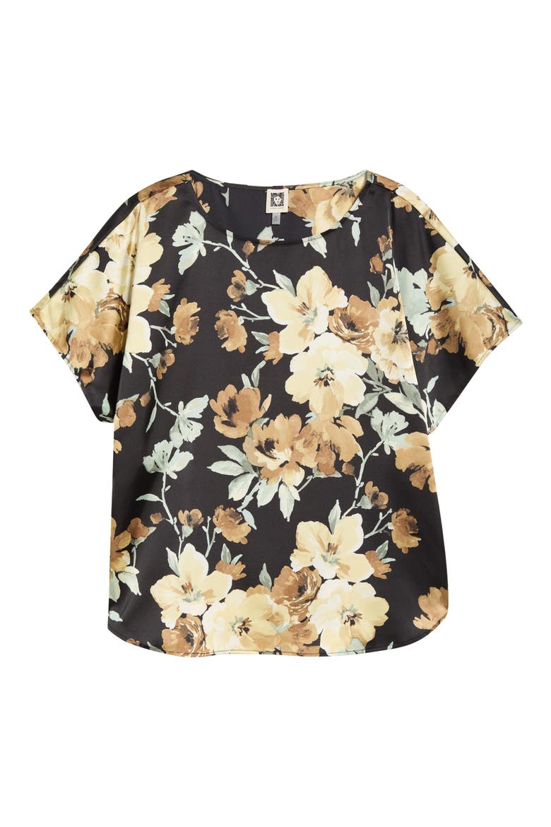 Floral Print Bateau Neck Top, Alternate, color, ANNE BLACK MULTI