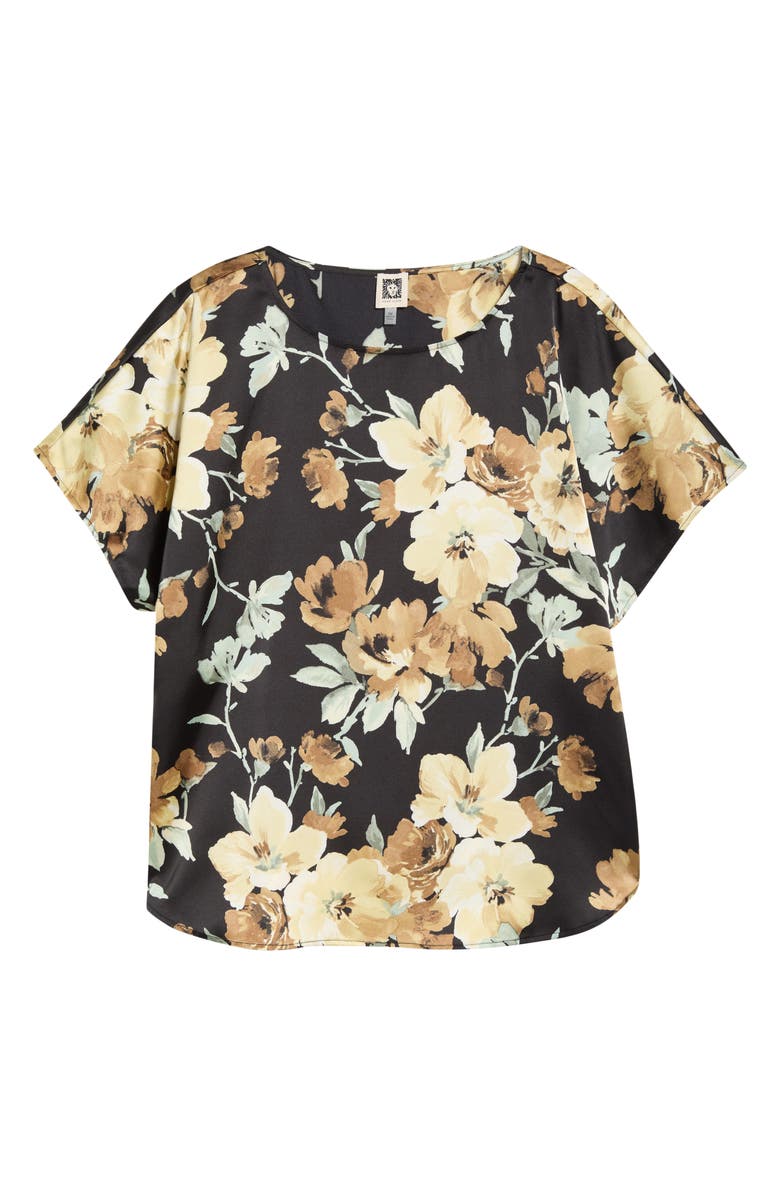 Anne Klein Floral Print Bateau Neck Top, Alternate, color, 
