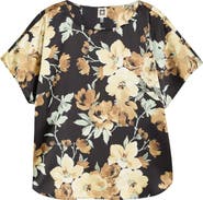 Anne Klein Floral Print Bateau Neck Top