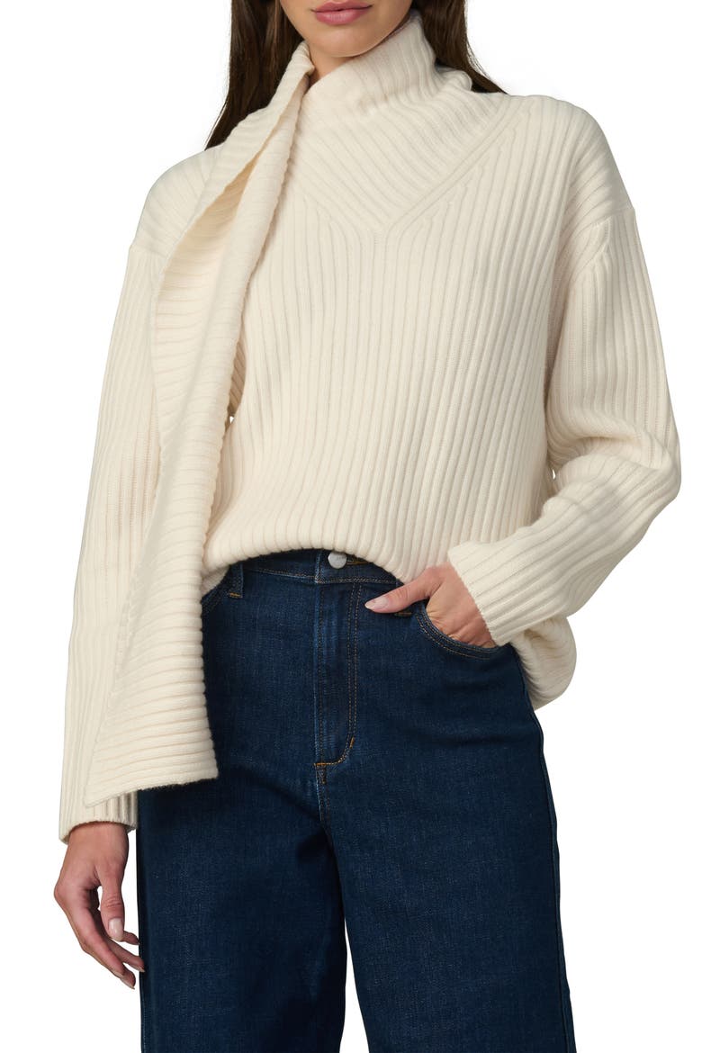 The Noa Ribbed Wool Blend Scarf Sweater, Main, color, ECRU