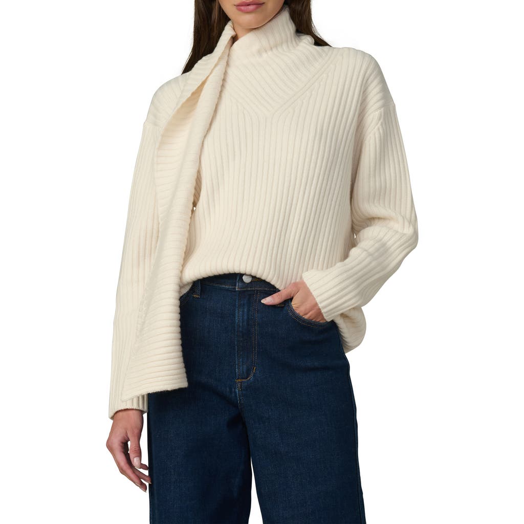 Joe's Jeans The Noa Ribbed Wool Blend Scarf Sweater In Neutral