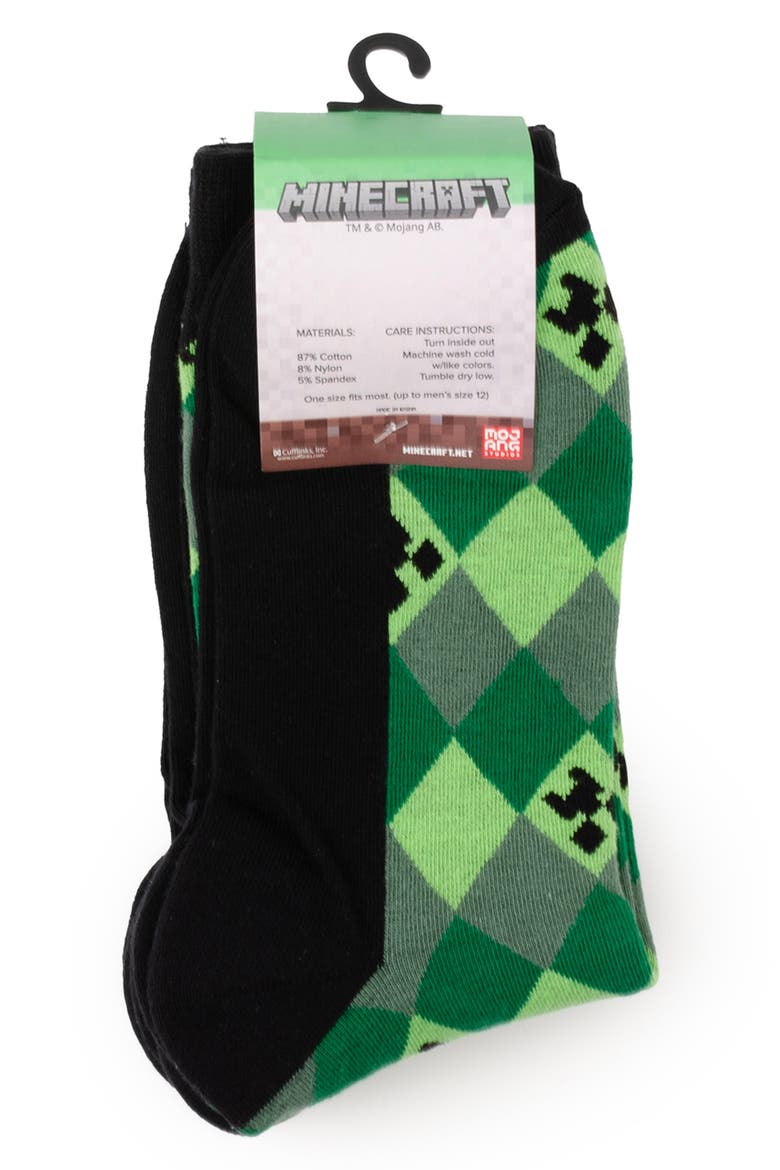 x Minecraft Assorted 3-Pack Creeper Crew Socks, Alternate, color, GREEN
