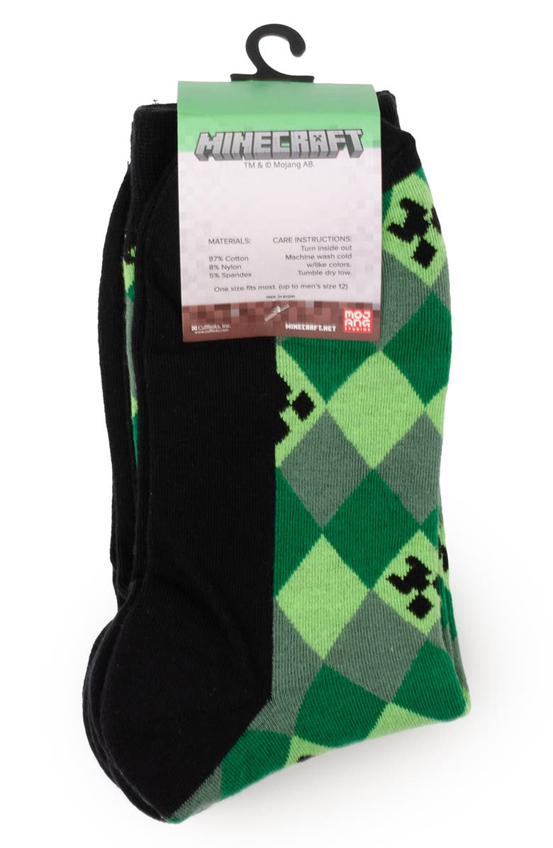Cufflinks, Inc. x Minecraft Assorted 3-Pack Creeper Crew Socks, Alternate, color, Green