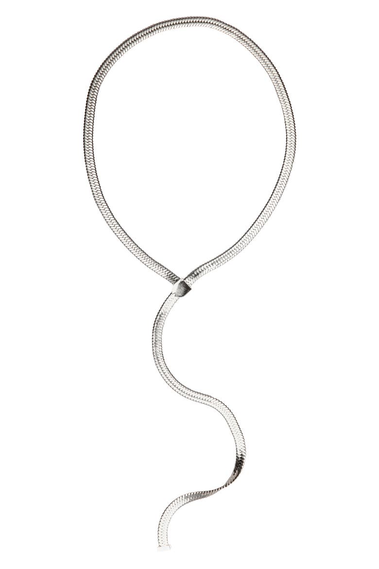 Celine Lariat Necklace, Main, color, SILVER