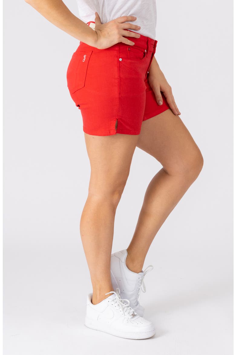 Side Vent Mid Rise Denim Shorts, Alternate, color, ROSE RED