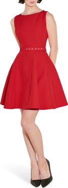 FREEMARKET Belted Bateau Neck Minidress