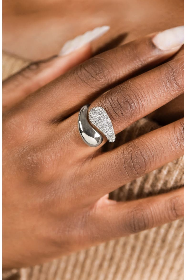 Cecilia Cubic Zirconia Open Ring, Alternate, color, SILVER