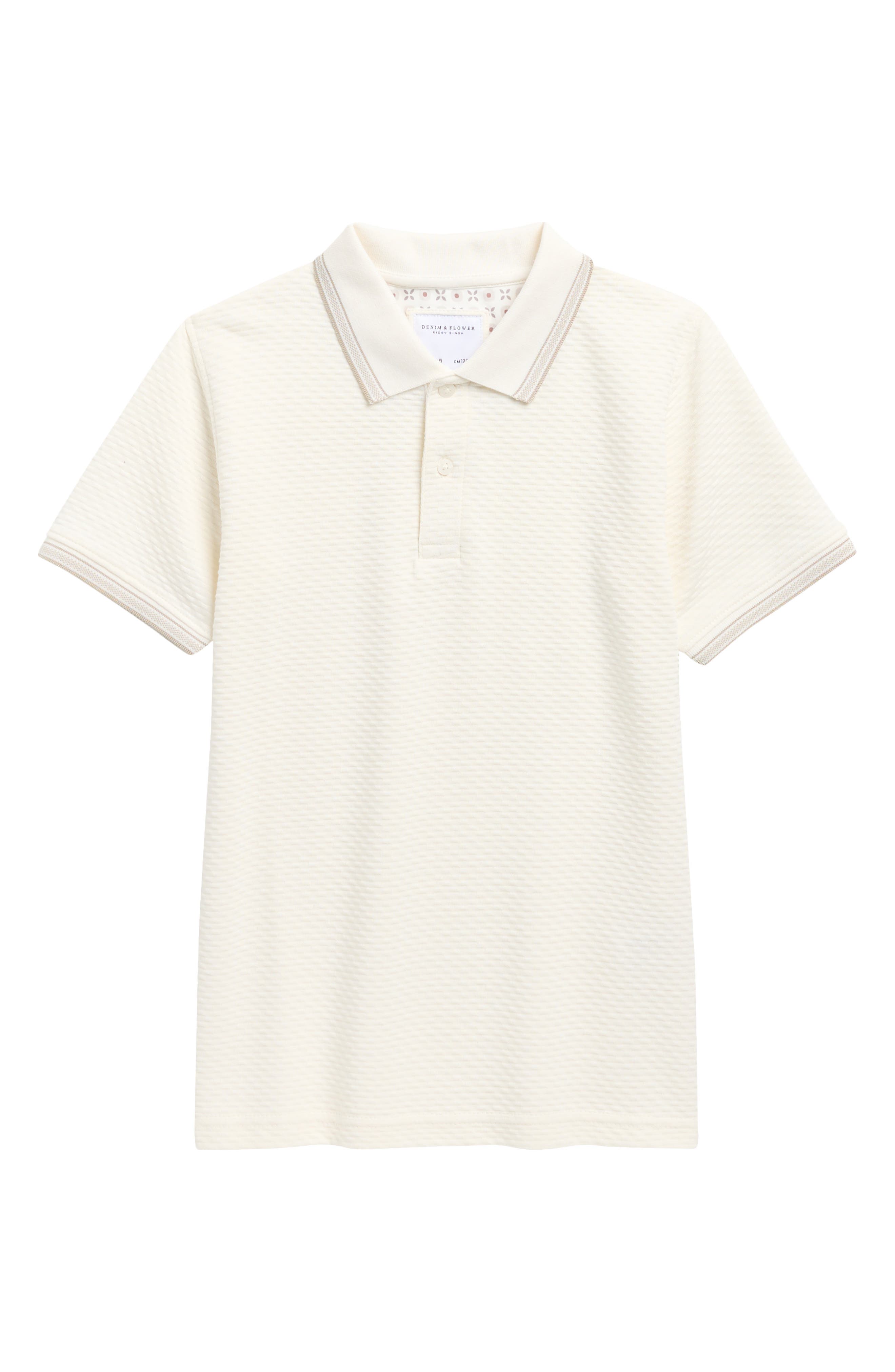 DENIM AND FLOWER Kids' Tipped Cotton Knit Polo