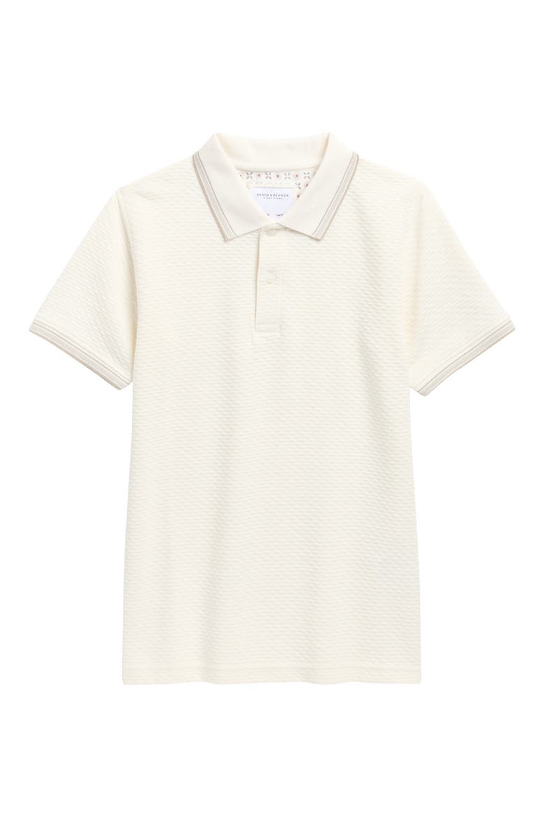 Kids' Tipped Cotton Knit Polo, Main, color, OFF WHITE