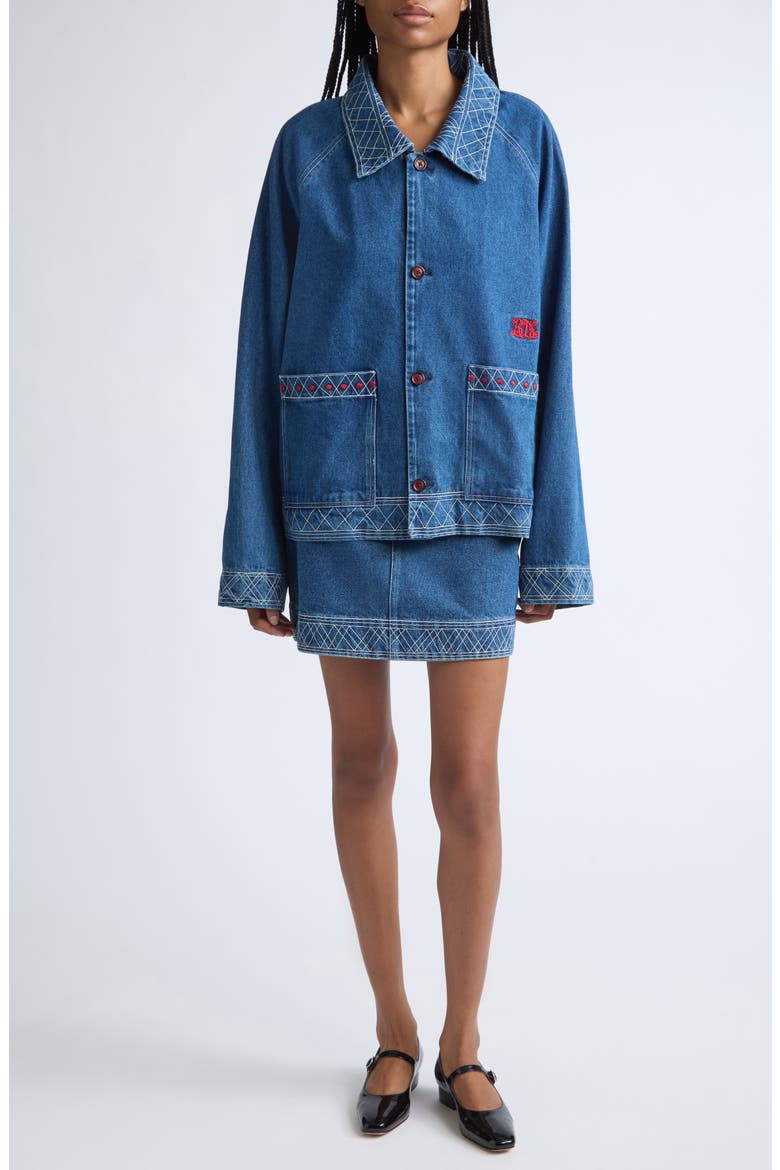 Embroidered Cotton Denim Jacket, Alternate, color, INDIGO