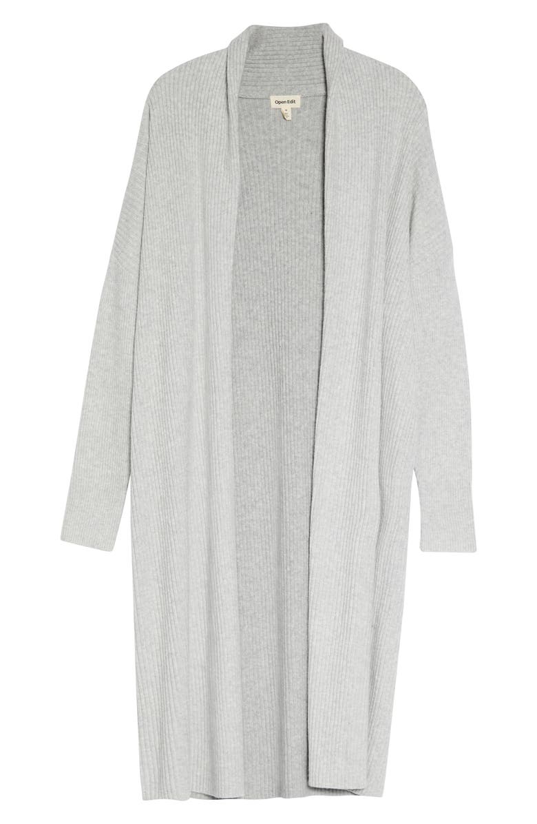 Open Edit Rib Open Front Long Cardigan, Alternate, color,