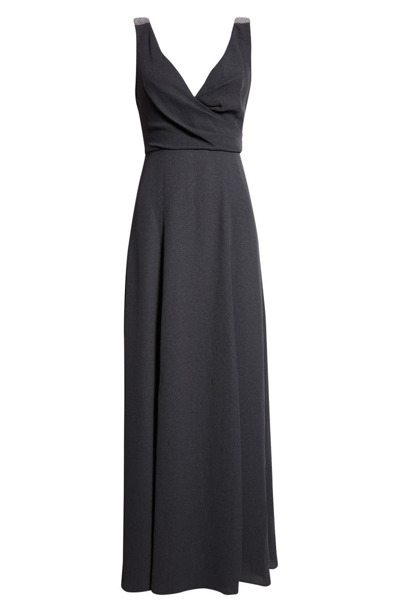 ST. JOHN Tess Heathered Crepe Gown, Alternate, color, Dark Grey Melange