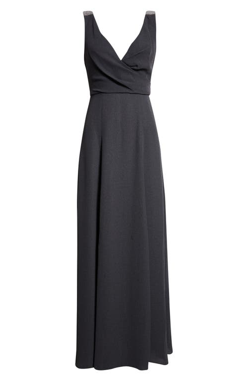 St John St. John Tess Heathered Crepe Gown In Gray