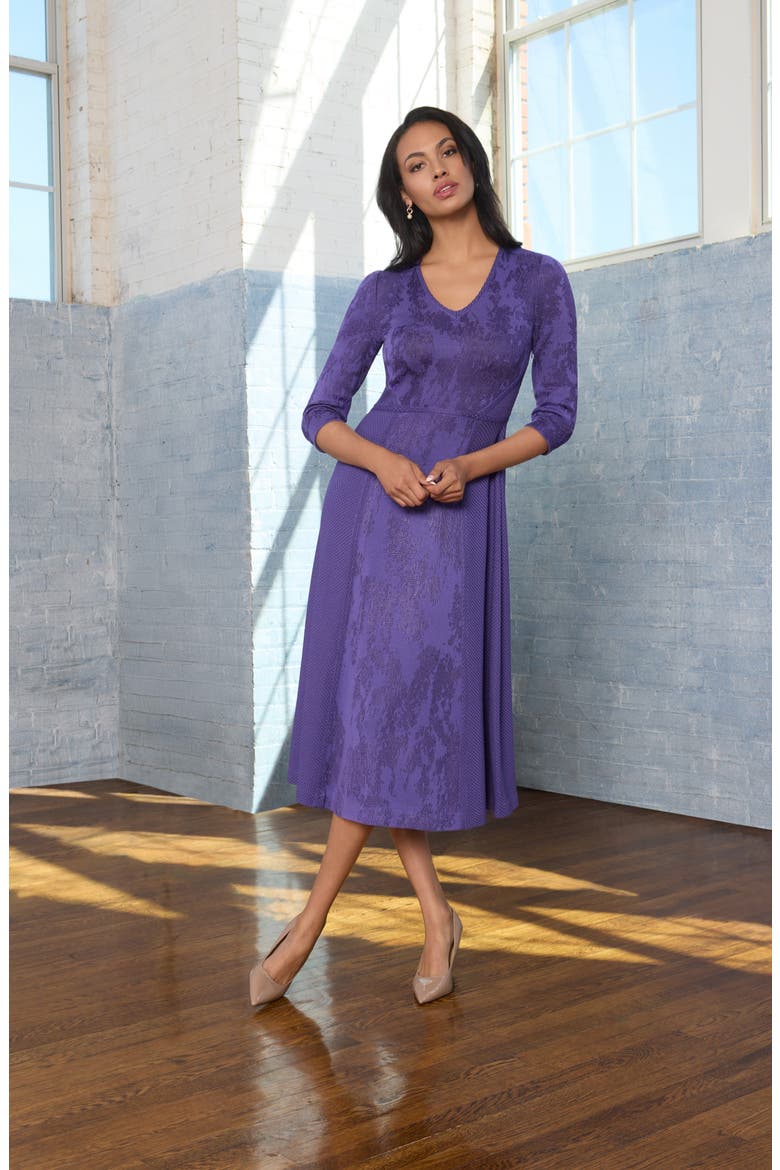 Tonal Jacquard A-Line Knit Maxi Dress, Alternate, color, CONCORD PURPLE