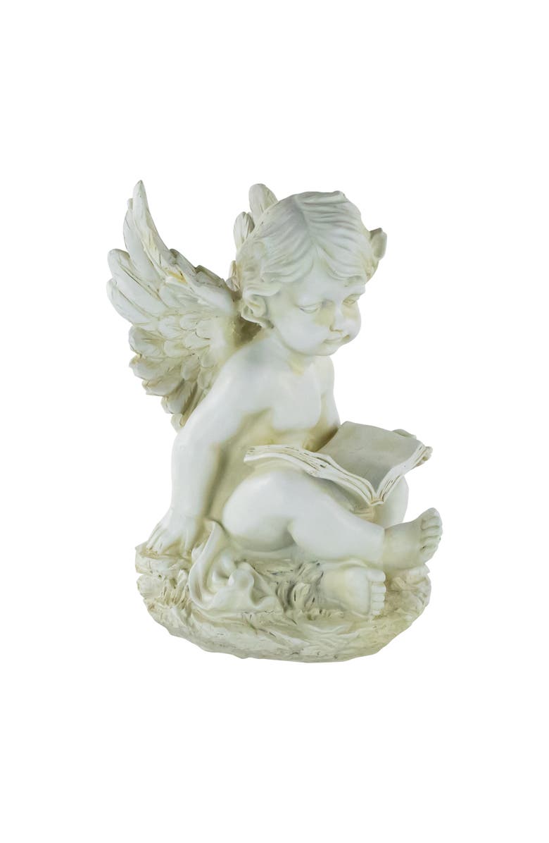 Northlight 11.5" Cherub Angel with Book Outdoor Garden Statue, Alternate, color, Ivory