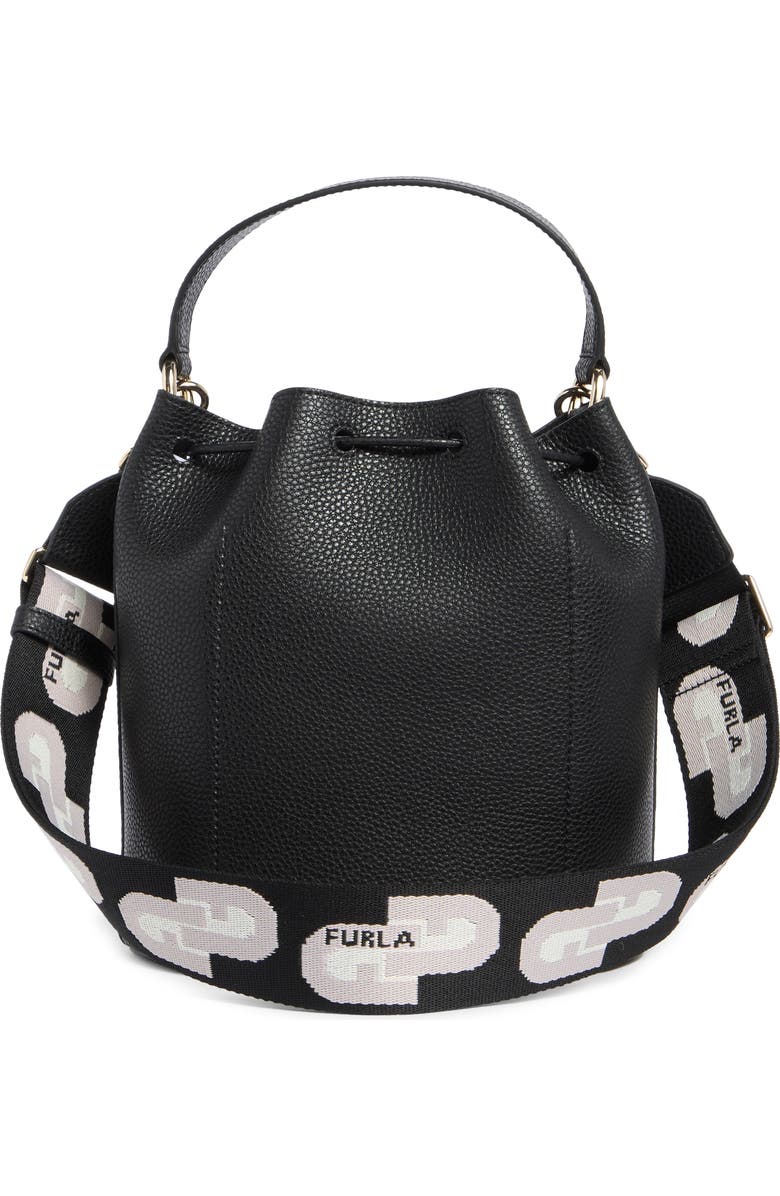 Furla Gardenia Drawstring Bucket Bag, Alternate, color, Nero Toni Ghiaccio