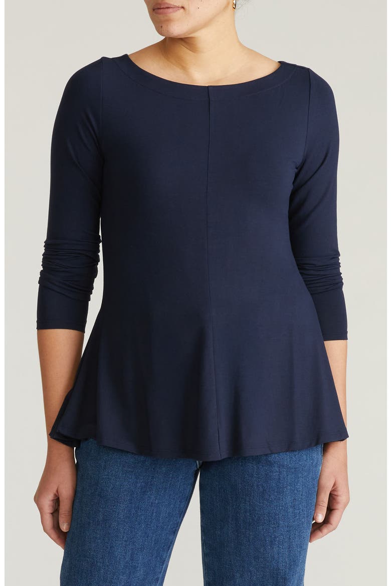 Cassandra Long Sleeve Jersey Top, Main, color, MIDNIGHT BLUE