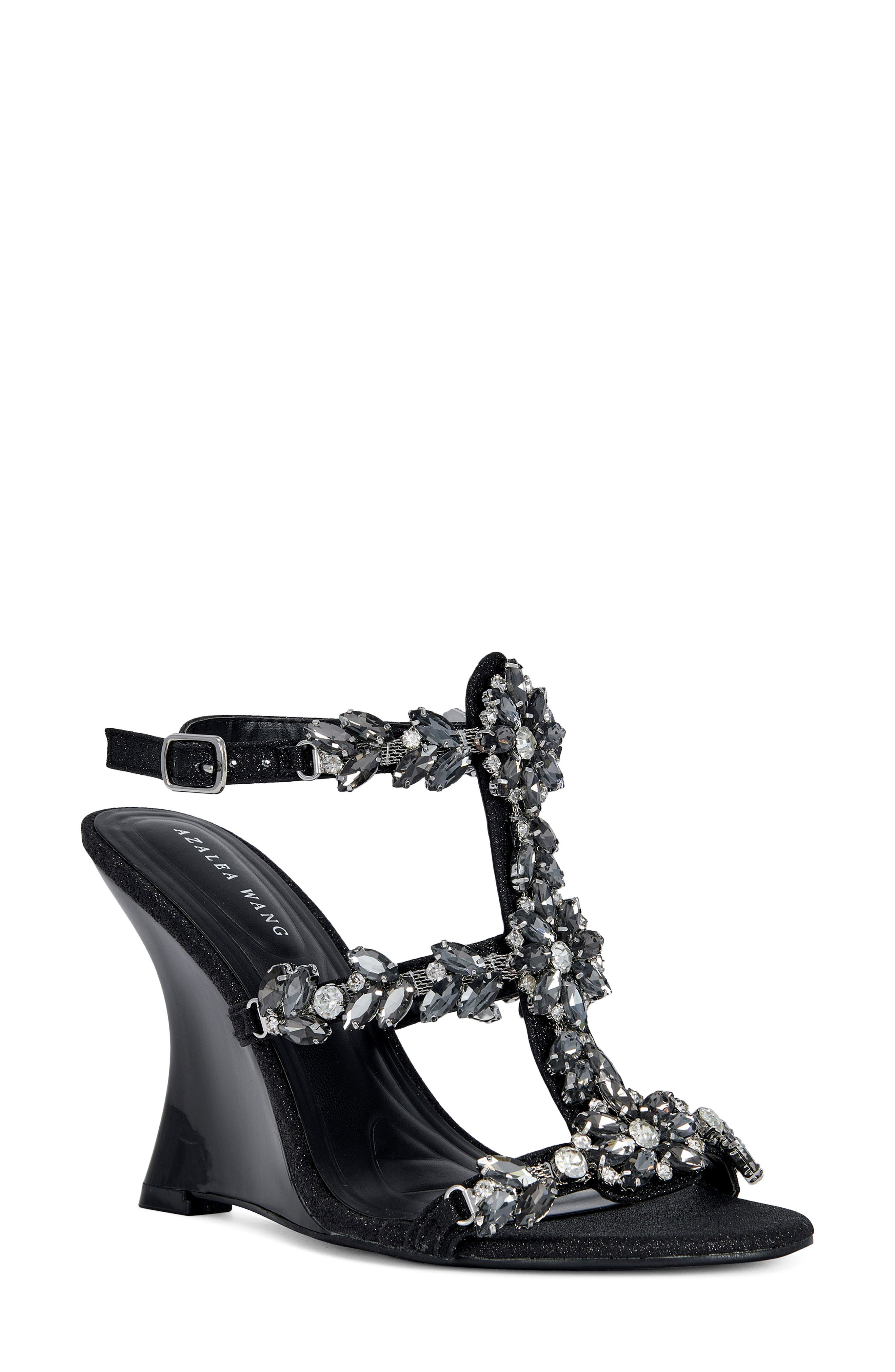 Porceline Wedge Sandal, Main, color, BLACK