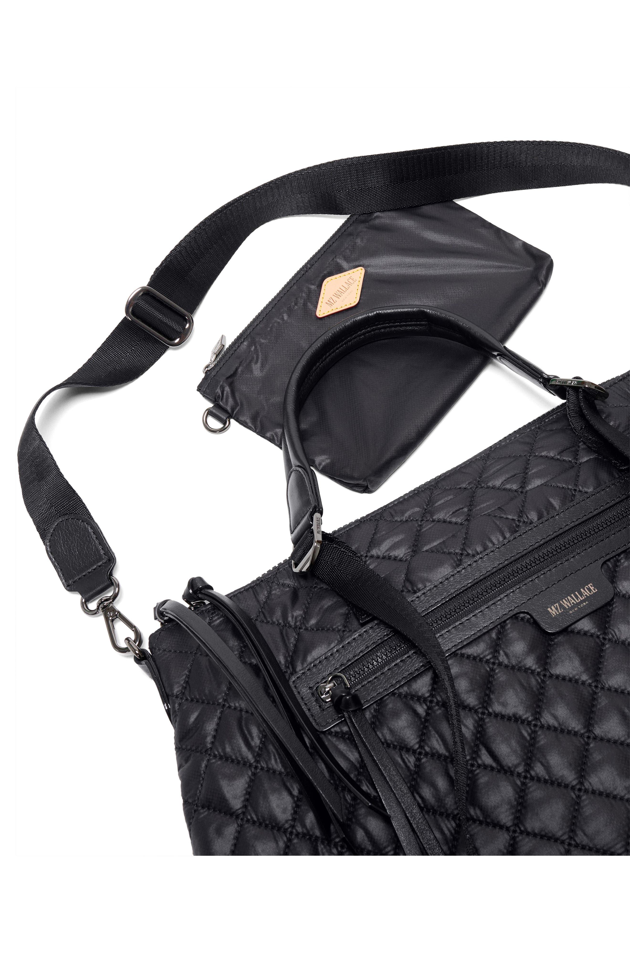 MZ Wallace Medium Park Quilted Nylon Satchel, Alternate, color, Black