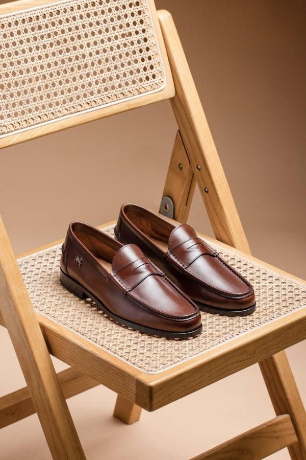 Di Cavallo Leather Penny Loafers, Alternate, color, Brown