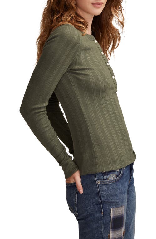 Lucky Brand Ribbed Henley In Green