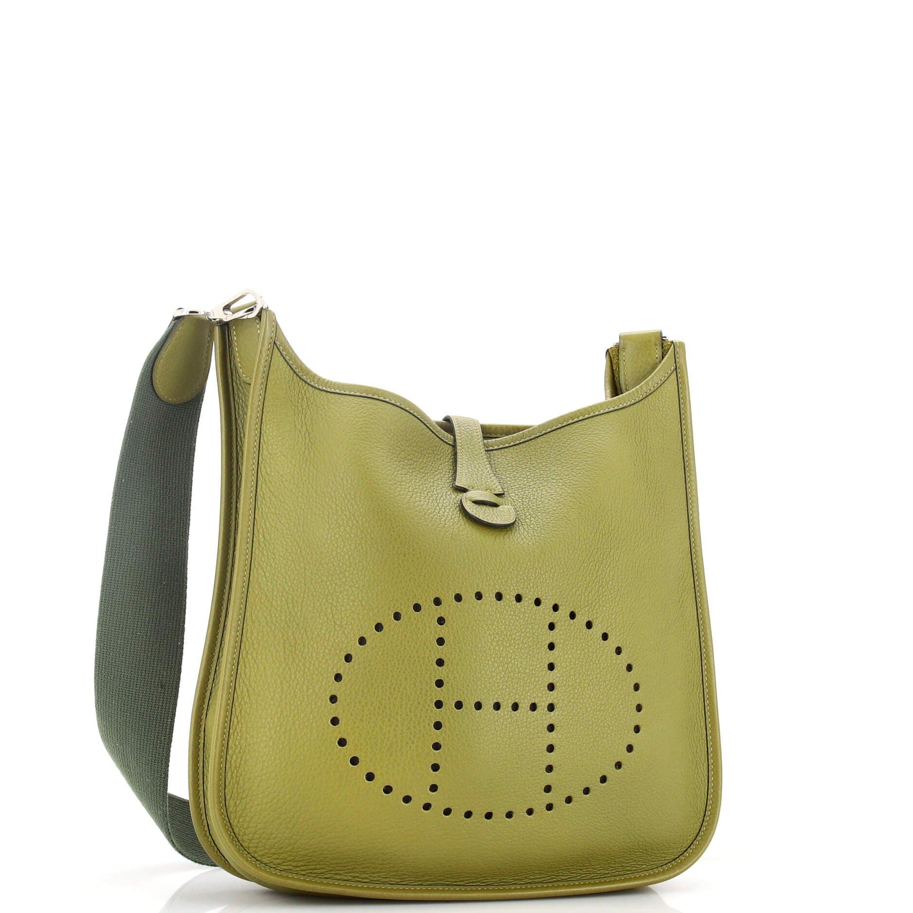 Pre-Owned Hermes Evelyne Bag Gen I Clemence PM, Alternate, color, Chartreuse