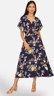 Yumi Floral Print Midi Dress
